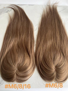 Cabello humano crudo de la mejor calidad, <span class=keywords><strong>Color</strong></span> Balayage marrón, parte superior de red de seda, extremo grueso <span class=keywords><strong>para</strong></span> sistema de integración - Product Image 2