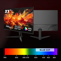 Moniteur PC LCD 27 pouces 2K QHD 2560*1440 180Hz 1ms Temps de réponse Noir Sans cadre Moniteur d'ordinateur pour le jeu