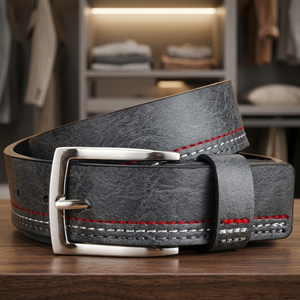 Ceintures formelles pour hommes en cuir de vachette style campagnard avec boucle en acier, écologiques, imperméables, personnalisables, accessoires de mode vintage parfaits - Product Image 1