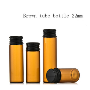 Flacone in <span class=keywords><strong>vetro</strong></span> borosilicato da 22 mm di diametro, vuoto, oscurante, marrone, a prova di luce, con tappo a vite nero, ideale per conservazione - Product Image 1