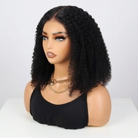 Perruques courtes bob afro bouclées en cheveux humains, Lace Front, cheveux vietnamiens bruts doublement étirés, bouclés crépus, sans colle