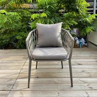 Aluminium-Rahmen Seilgeflecht Gartenmöbel Outdoor Patio Esstische und Esszimmerstühle Set für Balkon Villa Resort Hinterhof