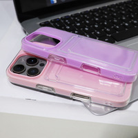 Coques de téléphone antichoc 2-en-1 en TPU couleur bonbon, transparentes avec porte-cartes, pour iPhone 17, 16, 15 – Vente Flash