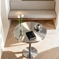 Table basse ronde en acier inoxydable avec finition brossée moderne pour un salon minimaliste, fabrication chinoise