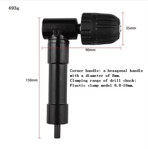 Perceuse électrique à angle droit à 90 degrés outil d'angle de mandrin à trois mâchoires, outil de pliage électrique à angle droit en alliage avec clé - Product Image 6