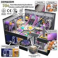 Equipo de juegos interior personalizado PAGODA, con temática de juego de roles, toboganes de neón, piscina de bolas, casa de juegos de policía, torre de juegos y carrusel |   OEM y ODM FEC