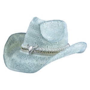 2025 Beach Bulk Large Designer Handmade Women Cowboy Cowgirl Summer Warped Edge Sombrero Cowboy Straw <strong>Hat</strong> With Metal Bull Head - Product Image 5