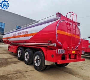 รถกึ่งพ่วงถังน้ำมันเชื้อเพลิงสีแดง3แกนรถเทรลเลอร์45000L รถบรรทุกน้ำมันสองล้อ - Product Image 4