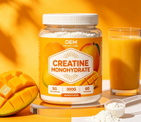 Créatine monohydrate en poudre OEM 300g Haute pureté Complément alimentaire pour adultes Croissance musculaire Énergie Soutien immunitaire Sans saveur