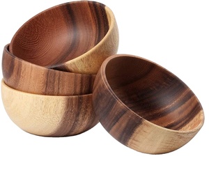 Ciotola in legno di Acacia rotonda alla <span class=keywords><strong>moda</strong></span> all'ingrosso eco-friendly fatta a mano per servire condimenti sale noci Snack crema al miele - Product Image 1