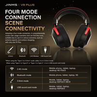 Casque de jeu sans fil OEM/ODM JINMS Cyclones V9 Plus Tri-Modes Dynamic 53mm 7.1 Audio avec batterie remplaçable