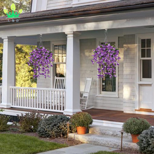 Piante di <span class=keywords><strong>fiori</strong></span> pendenti di ibisco artificiale primavera estate <span class=keywords><strong>viola</strong></span> seta lungo Long trail viti fiore per giardino porta d'ingresso portico Patio - Product Image 3