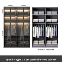 Armoire de luxe légère en bambou avec portes vitrées, meuble de rangement moderne pour chambre à coucher avec 2 tiroirs et 4, 6 ou 8 portes, mobilier de maison