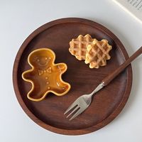 Plat à trempette en céramique Lelyi, motif bonhomme de pain d'épices fait main, créatif, de grande valeur, mignon et original, pour Noël