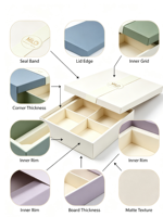 Boîte cadeau en carton gris épaissi, écologique et réutilisable, avec couvercle intérieur en grille et joint décoratif pour l'emballage