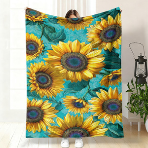 Couverture en flanelle à motif floral tournesol, plaid léger et respirant pour la sieste, idéal pour la chaleur hivernale, impression personnalisée OEM ODM - Product Image 6