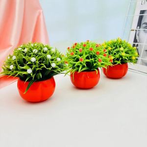 Plante artificielle en pot Baby's Breath, hauteur 12 cm, pot rouge, fleur en soie, bonsaï pour décoration de mariage, arrangement extérieur - Product Image 4