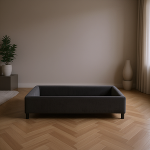 Base de Cama Tapizada en Terciopelo Gris Oscuro, Diseño Minimalista, Sin Colchón, Exclusivo para EE. UU. y Australia - Product Image 2