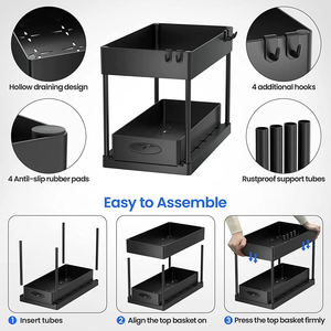 New Multifunctional Sliding Cabinet <strong>Basket</strong> Counter Storage Organiser Bathroom Countertop <strong>Shelf</strong> Kitchen Sliding Cabinet <strong>Basket</strong> - Product Image 5