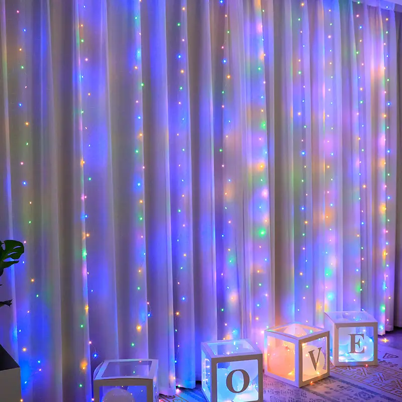 Twinkle Star 300 LED ventana Hada cortina cadena luces 8 modos boda fiesta jardín dormitorio exterior Interior decoraciones de pared