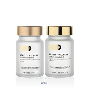 ขวดแก้วฝ้าปากกว้างสำหรับยา ขนาด 60 มล. 100 มล. 120 มล. สำหรับบรรจุแคปซูล ยาเม็ด วิตามิน ฝาสี<span class=keywords><strong>ท</strong></span>องพร้อมซีลฟอยล์ - Product Image 2