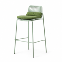 Tabouret de bar moderne avec cadre en métal et dossier en plastique à lattes, avec coussin rembourré pour café, restaurant, hôtel
