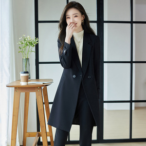 Women's Trench Coat 2023 Spring Autumn Mid Length Suit Style Solid Color Polyester Woven Comfortable Professional Casual Coat - Product Image 3