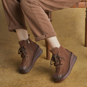 Envío Gratis, Botas de Plataforma con Cordones de Cuero Genuino Hechas a Mano, Estilo Retro, Regalo Exprés Gratis para Él - Product Image 4