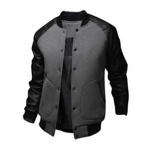 Giản Dị Unisex Varsity Áo Khoác Chất Lượng Cao Windproof Thời Trang Phố Mùa Đông Dây Kéo-up Đứng Nút Chi Tiết Thư Len Sợi Nhuộm - Product Image 5