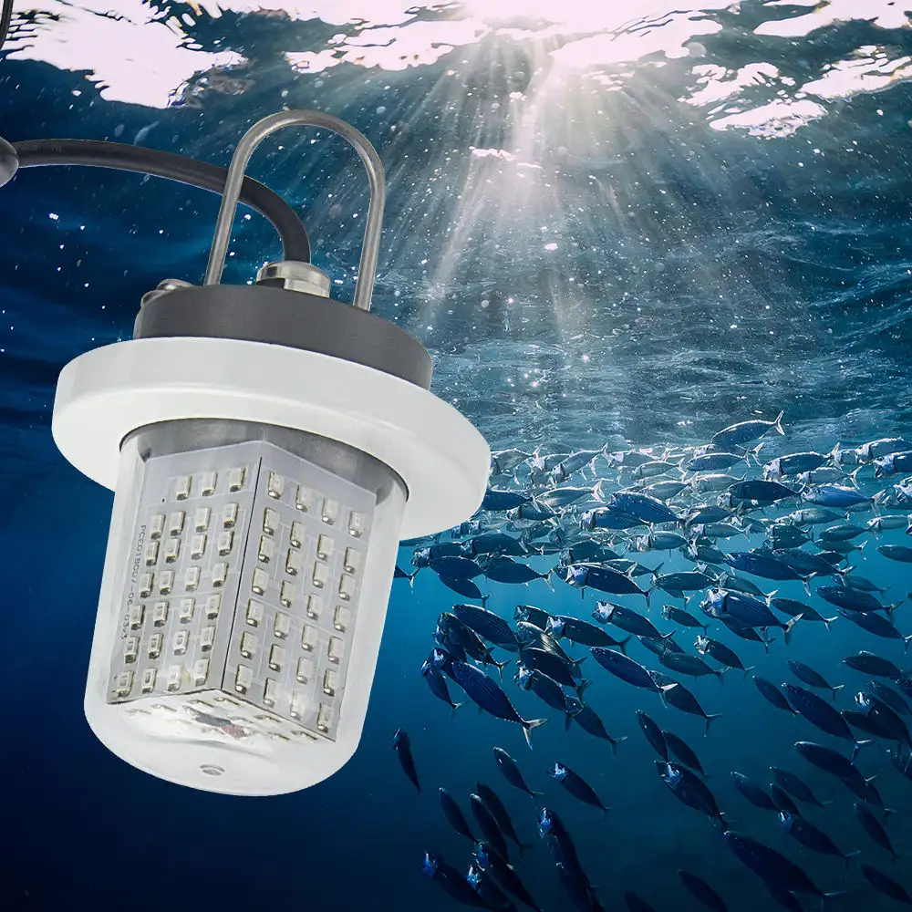 Led 수중 낚시 빛 10-30v IP68 블루 화이트 녹색 바다 해양 밤 물고기 LED 잠수정 빛 유인 장치 부두 보트