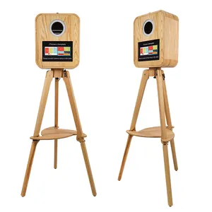 Photomaton rétro portable en bois véritable appareil photo reflex numérique instantané mariage vintage avec imprimante