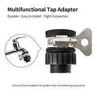 Adaptateur de robinet universel avec collier de serrage en acier inoxydable, connecteur de tuyau d'arrosage de jardin, raccord rapide d'irrigation