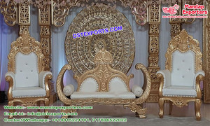 Ensemble de meubles de scène de mariage, 4 pièces, mobilier chic et élégant, canapé et chaises de luxe pour mariage asiatique, en or blanc - Product Image 2