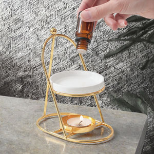 Lampe chauffante en céramique écologique Or & Noir <span class=keywords><strong>pour</strong></span> aromathérapie, diffuseur d'huiles essentielles et de cire, usage domestique <span class=keywords><strong>pour</strong></span> le commerce international - Product Image 1