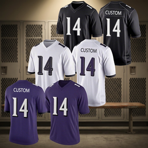 Camiseta de Fútbol Americano Personalizada para Hombre, Cuello en V, Manga Corta, Absorbente de Humedad, 100% Poliéster, Estilo con Números de Equipo Impresos - Product Image 3