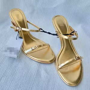 Zapatos de Diseñador de Lujo, Nuevos y Populares, Sandalias de Mujer, Pantuflas al por Mayor, Sandalias Deslizantes Doradas para Fiesta, Vestido de Novia, Tacones para Damas - Product Image 2