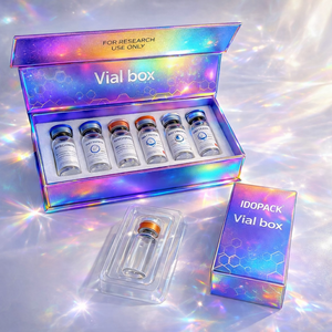 Boîtes d'emballage holographiques pour flacons de peptides, les plus vendues, boîtes d'emballage en verre pour flacons, stylos, avec fermeture magnétique et dorure à chaud - Product Image 1