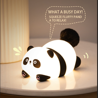 Veilleuse Panda Mignonne en Plastique, Lampe LED Tactile Douce pour Enfants, Contrôle Intelligent par Capteur, Intensité Réglable, Faisceau à 360°, Décoration pour Salon et Chambre d'Enfant
