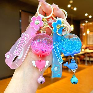 Kawaii Quicksand Bottle <b>Keyring</b> <b>Cute</b> Oil Floating Wind Chime Key Chain Ring Holder Creative Dried Flower Liquid Keychain - Product Image 3