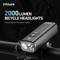 Lampu depan sepeda 2000 Lumen, aksesoris pit lampu depan dapat diisi ulang USB 4500mAh tahan air