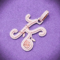 Pass Diamond Tester Hip Hop D Couleur Moissanite Hommes Cluster Lettre Initiale K Pendentif Avec Argent Sterling 925 GRA