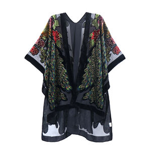 Stile Boho elegante stile Kimono in velluto pavone scialle sfogarsi accessori di abbigliamento quotidiano eleganti scialli tradizionali - Product Image 1