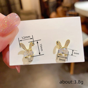 Boucles d'oreilles clous lapin mignonnes effet perle pour femme, petites boucles d'oreilles animaux, bijoux de mode quotidiens - Product Image 4