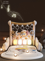 Tapis d'éveil musical 2-en-1 amusant pour bébé avec trotteur, tapis de jeu à pédales, jouets piano, tapis d'activités pliables pour enfants