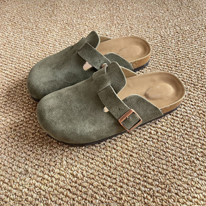 Sandales et demi-chaussons d'été pour femmes Sangpo Birrk en cuir véritable à plateforme, style slip-on, pur original - Product Image 4