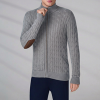 Maßgefertigte Strickjacke Polo-Strickwaren Klassischer Winter Langarm Zopfmuster Reißverschluss Baumwoll-Pullover Cardigan für Herren