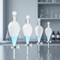 Ensemble d'entonnoirs de séparation cylindriques en verre borosilicate 3.3, 250, 500, 1000 ml, avec bouchon PTFE, raccord à vis externe, gradué, transparent pour liquides