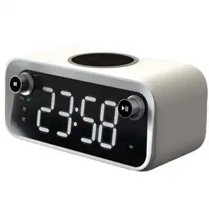 New 15W Qi Wireless Fast Charger For iPhone FM Radio Night Light Alarm Clock Function 5 in 1 Fashion Bluetooth Speaker