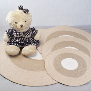 Round Cotton Rope Rug Khaki Color Block Home <b>Floor</b> Mat Living Room Bedroom Area Rug Circular Handwoven <b>Seat</b> Pad - Product Image 2