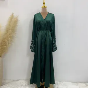 damen muslimisches kleid 2024 dubai einteilig offen abaya jilbab muslimisches kleid luxus abaya türkei